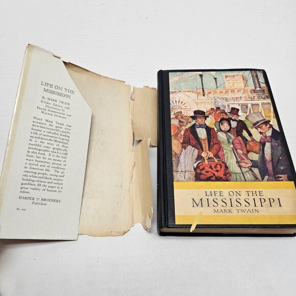 Vintage 20s 1917 Life on the Mississippi Mark Twain Hardcover Book Rare Gift - Picture 2 of 10